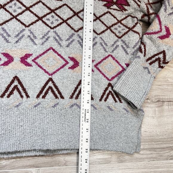 Lou & Grey Mock Neck Fair Isle Tunic Sweater Comfy Cozy Gray Size S - Picture 4 of 7